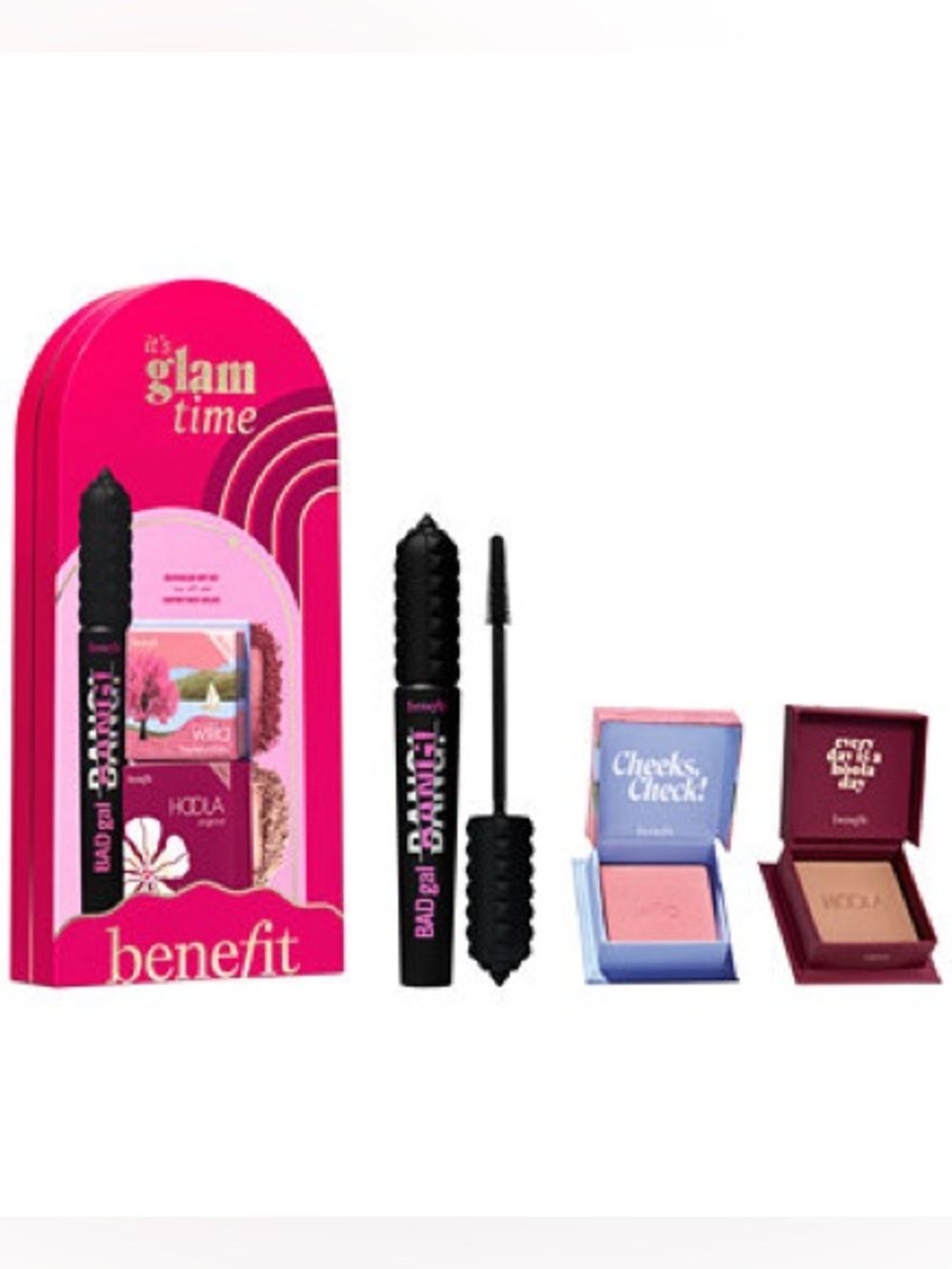 Benefit Cosmetics 3 Piece It's Glam Time Beauty Mascara Hoola Bronzer Blush Gift